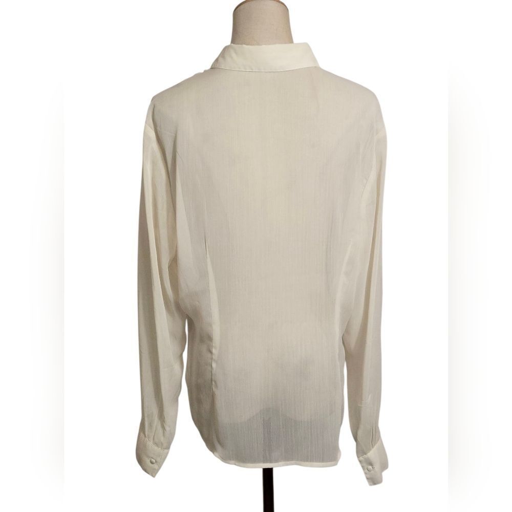 Boston Design Studio Cream Sheer Ruffled Blouse Button Down Top Plus Size - Picture 4 of 6